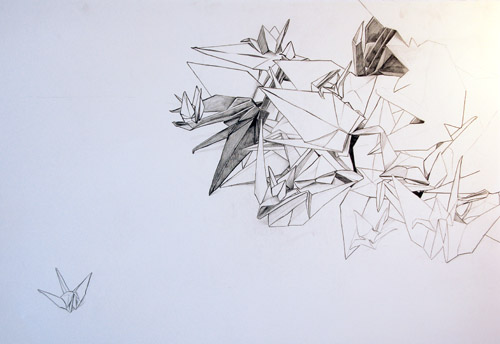 500x344 drawn origami draw - Origami Drawing