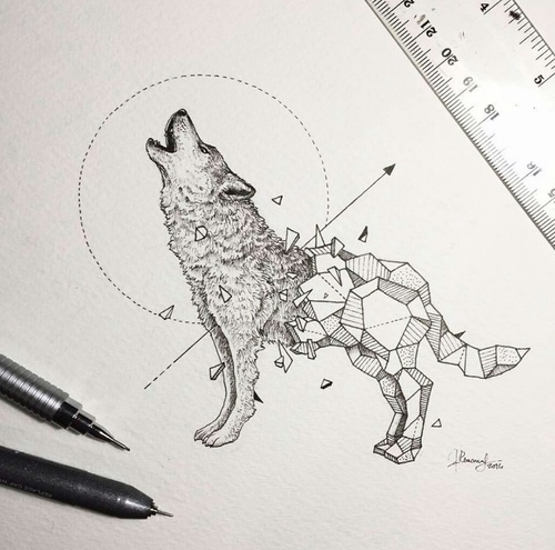 500x495 Origami Wolf Uploaded - Origami Drawing
