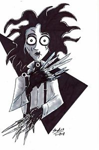 199x300 edward scissorhands johnny depp tim burton original art drawing - Original Art Drawings
