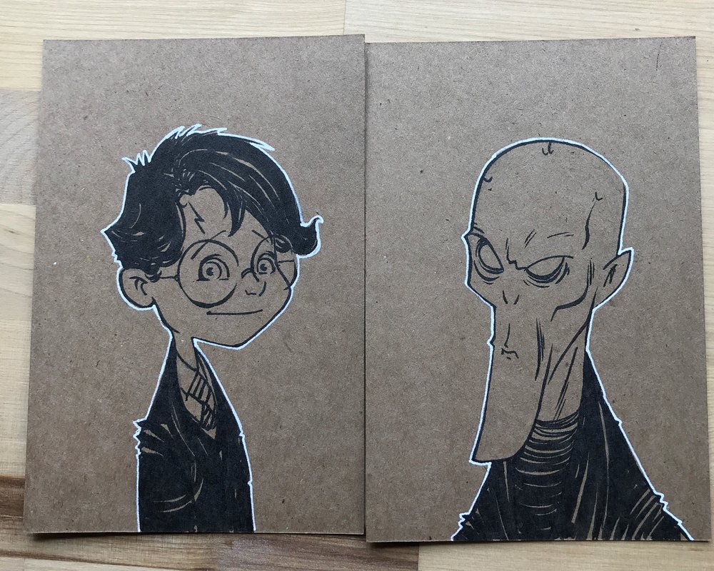 1000x800 Harry And Voldemort Original Art Ink Drawings Anthony - Original Art Drawings