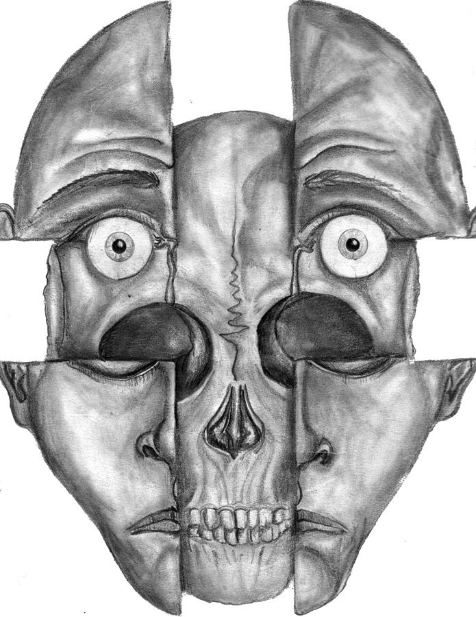 695x900 Revealing The Skull Original Drawing - Original Drawing