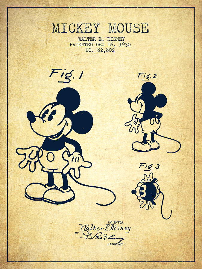 675x900 Mickey Mouse Patent Drawing - Original Mickey Mouse Drawing