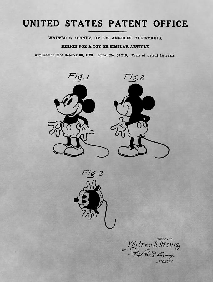 681x900 The Original Mickey Mouse Patent Design Drawing - Original Mickey Mouse Drawing