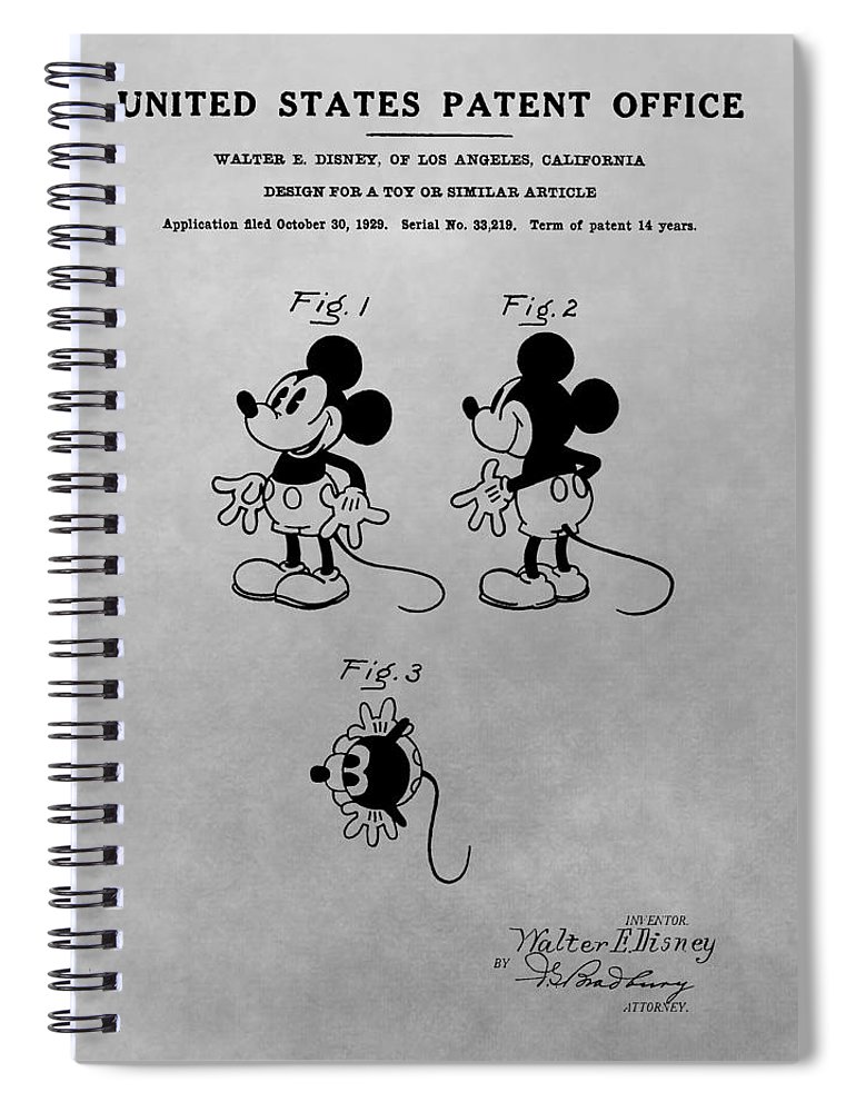770x1000 The Original Mickey Mouse Patent Design Spiral Notebook For Sale - Original Mickey Mouse Drawing