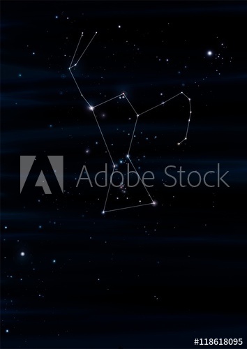 354x500 orion constellation drawing on its real sky location - Orion Constellation Drawing