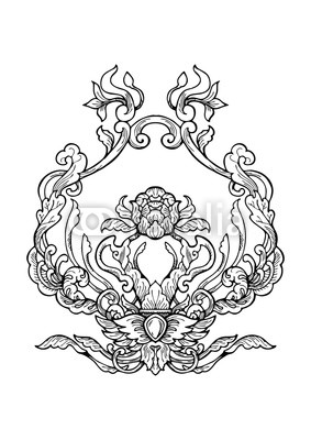 283x400 damask vintage rococo ornament drawing for decorative motif vector - Ornament Drawing
