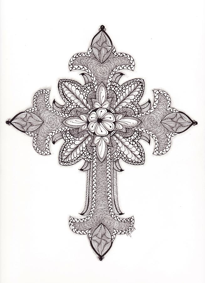654x900 tangled ornate cross drawing - Ornate Cross Drawing