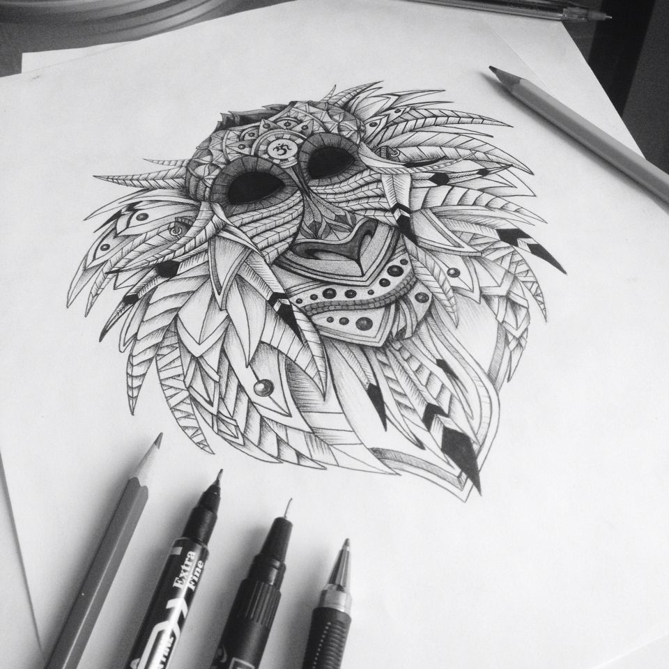 960x960 ornate drawing of rafiki arttt tattoos, drawings, sleeve tattoos - Ornate Drawing