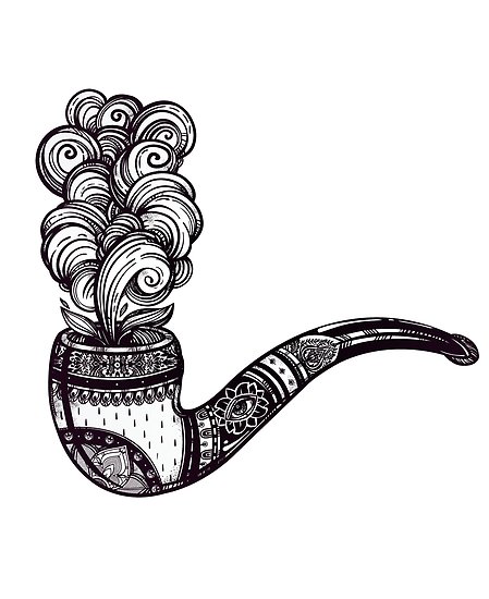 449x550 tobacco pipe with puff of smoke ornate pipe drawing posters - Ornate Drawing