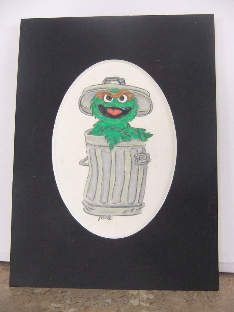 794x1059 oscar the grouch colored pencil drawing etsy - Oscar Drawing