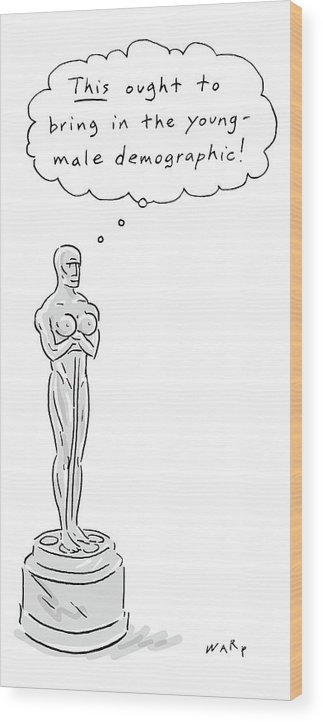 323x722 an oscar statue with breasts thinking this ought wood print - Oscar Statue Drawing