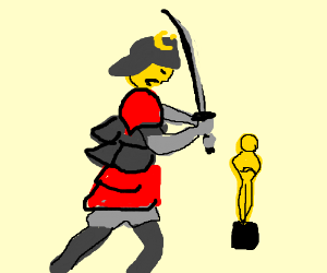 300x250 samurai jack slicing oscar statue - Oscar Statue Drawing