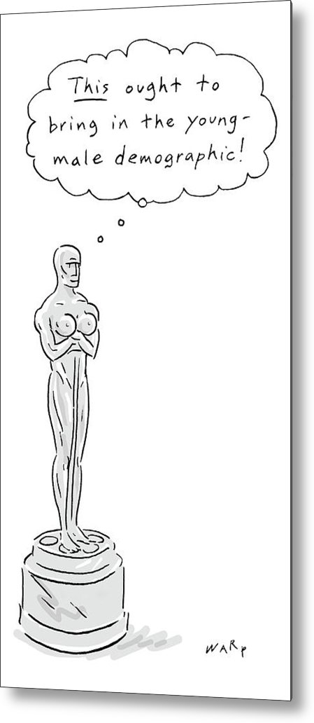 449x1032 an oscar statue with breasts thinking this ought metal print - Oscar Statue Drawing