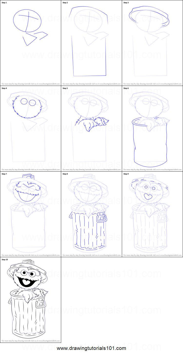 751x1459 how to draw oscar the grouch from sesame street printable step - Oscar The Grouch Drawing