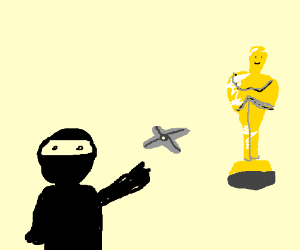 300x250 Ninja Throws Shuriken - Oscar Trophy Drawing