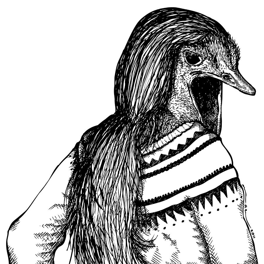 900x900 strange ostrich lady drawing - Ostrich Drawing