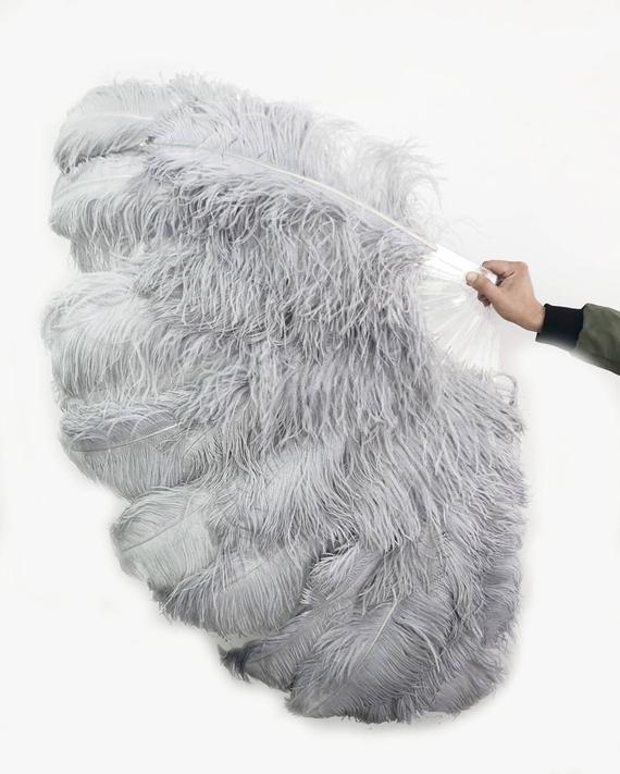 570x711 light gray large xl layer ostrich feather fan etsy - Ostrich Feather Drawing
