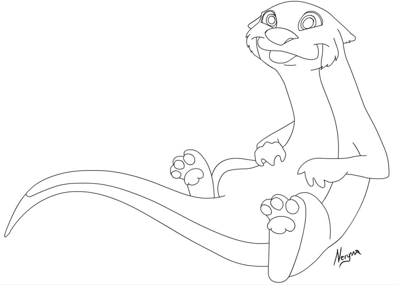 1280x915 otter lineart free download - Otter Line Drawing