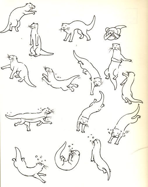 507x638 swimming otters, outline as idea for tattoo, expecto patronum - Otter Line Drawing
