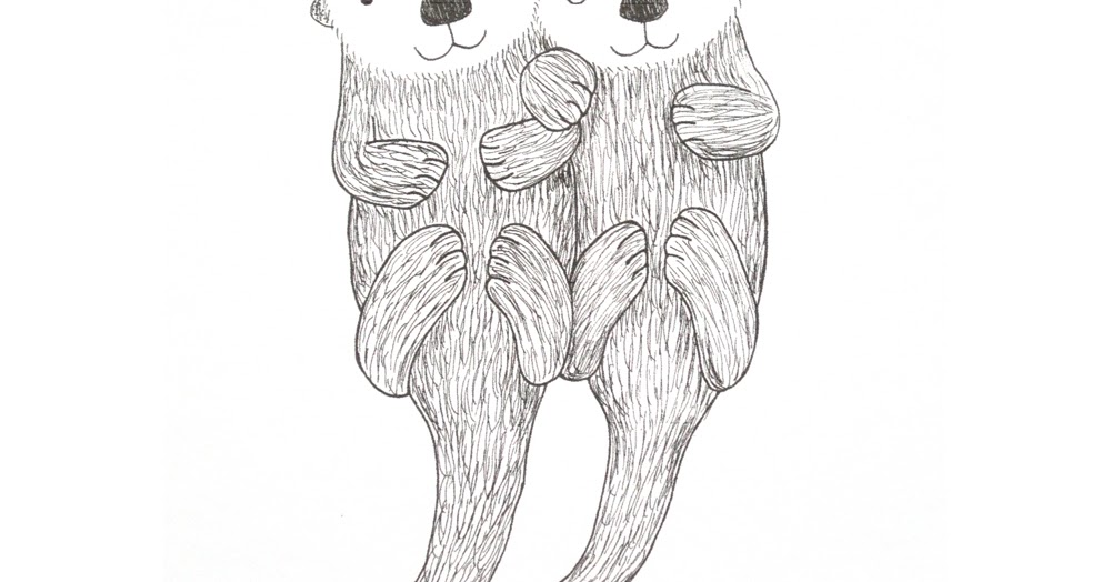 1000x524 mika art blog otter holding hands drawing x - Otters Holding Hands Drawing