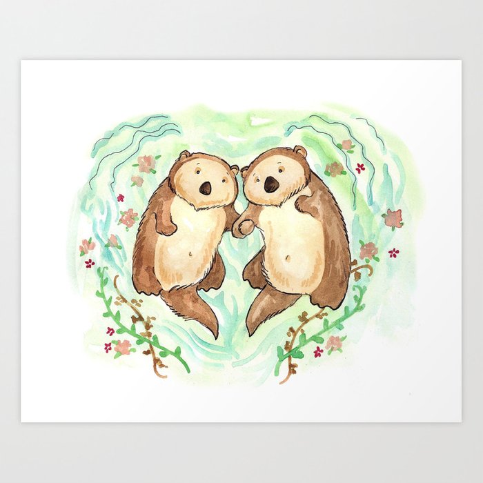 Otters Holding Hands Drawing at Explore collection