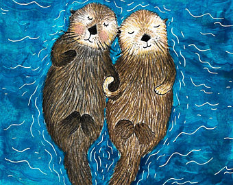 340x270 otters holding hands etsy - Otters Holding Hands Drawing