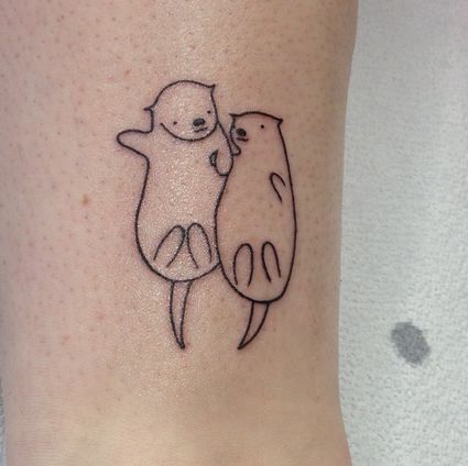 425x424 sea otter clipart holding hands - Otters Holding Hands Drawing