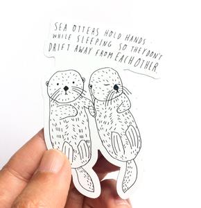290x300 sea otter holding hands magnet honeyberry studios - Otters Holding Hands Drawing