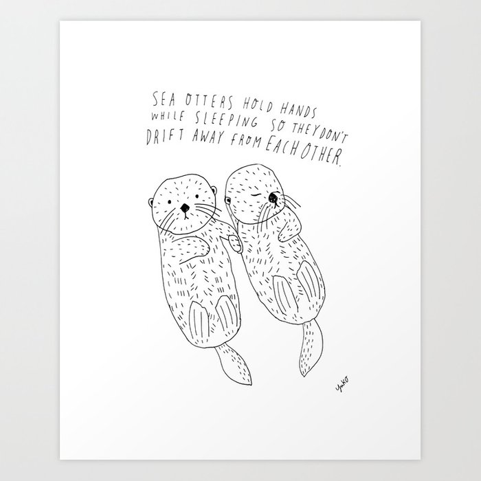 700x700 sea otters holding hands art print - Otters Holding Hands Drawing