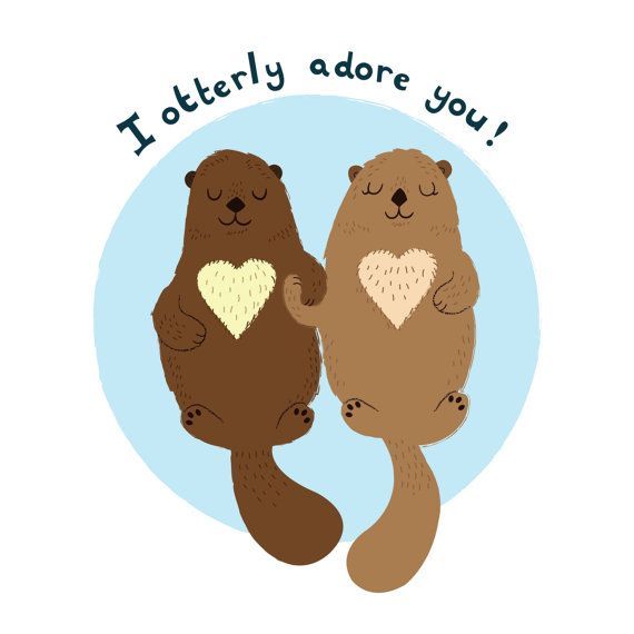 570x570 sea otters holding hands cartoon - Otters Holding Hands Drawing