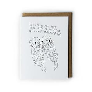 300x300 sea otters holding hands greeting card honeyberry studios - Otters Holding Hands Drawing