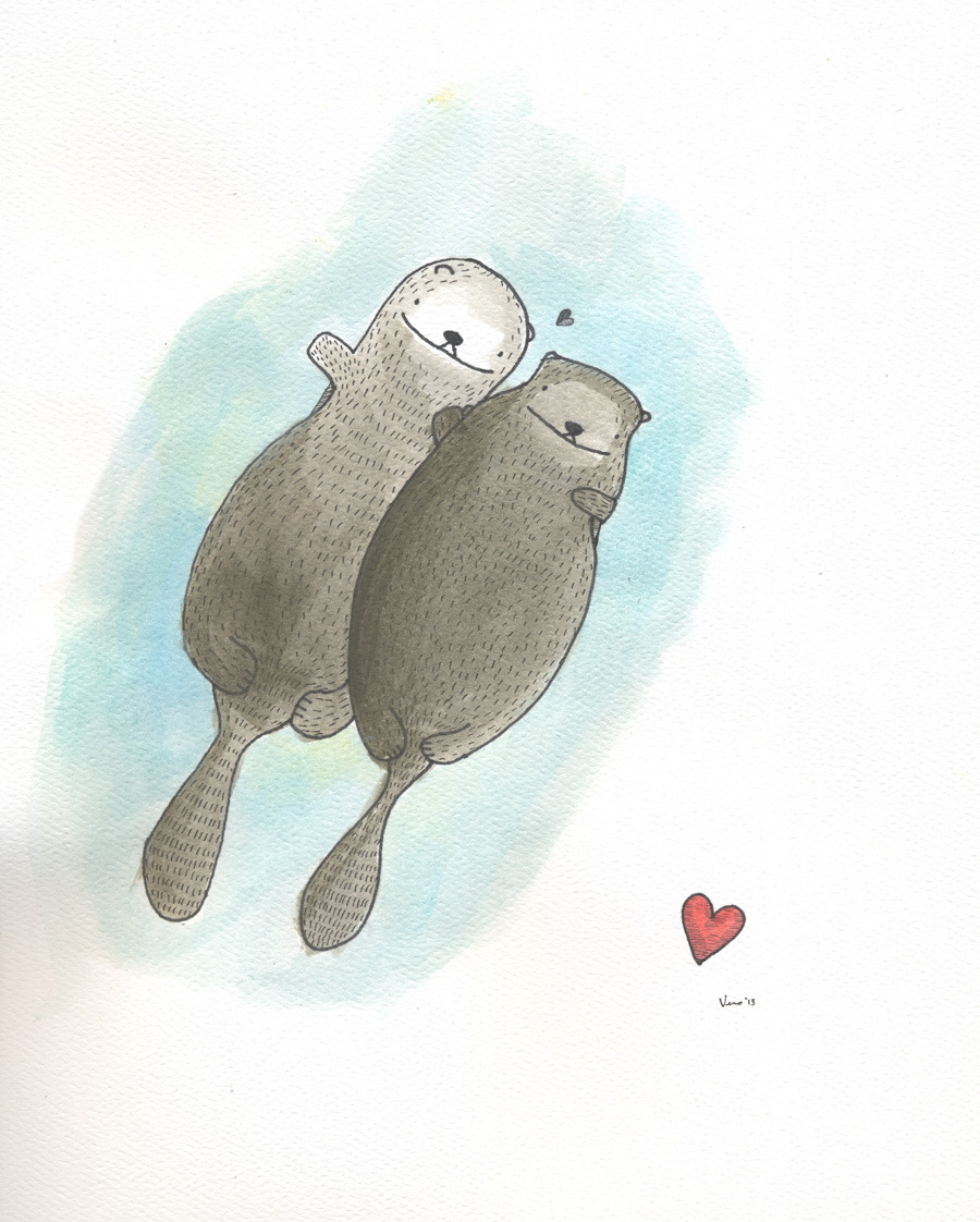 900x1122 will draw for good - Otters Holding Hands Drawing
