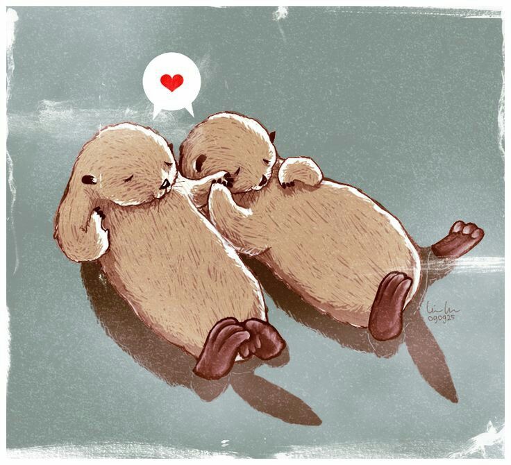 736x670 because otters! tattoo ideas otters, sea otter, otter love - Otters Holding Hands Drawing
