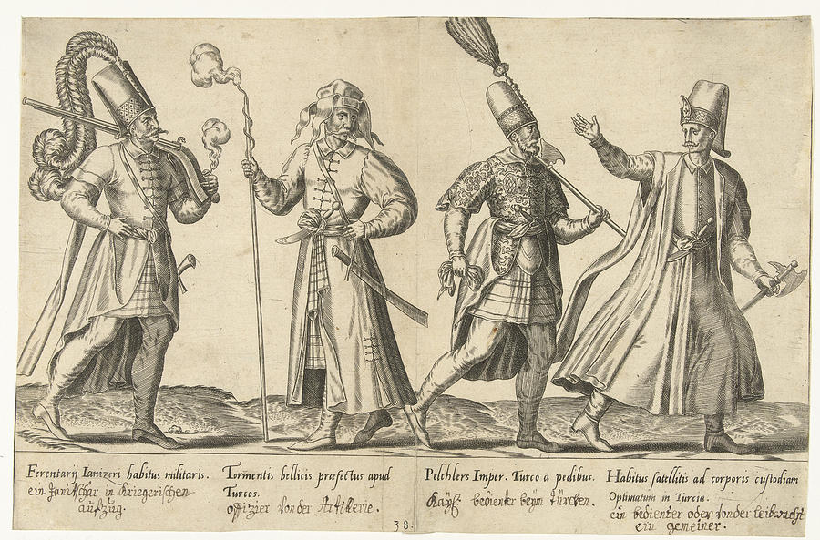 900x593 dress of ottoman soldiers around abraham de bruyn - Ottoman Drawing