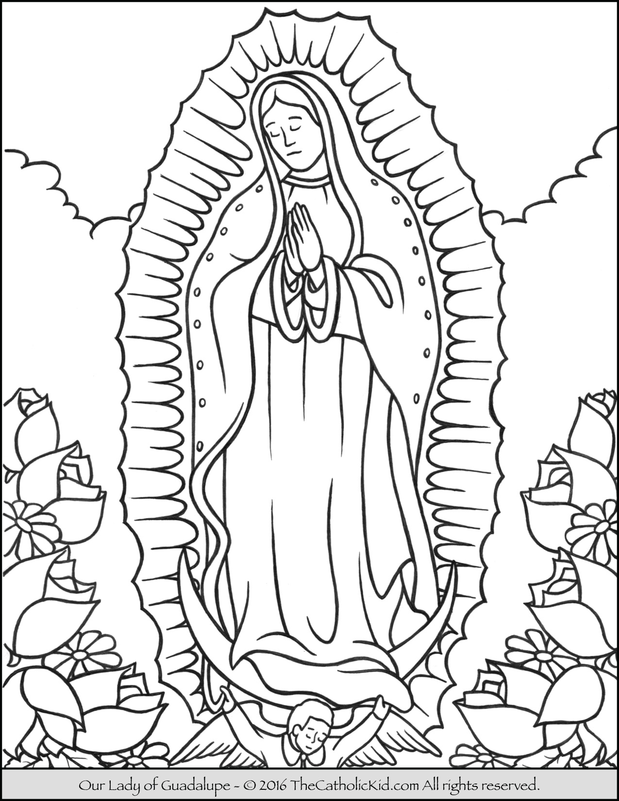 1275x1650 our lady of guadalupe coloring page - Our Lady Of Guadalupe Drawing