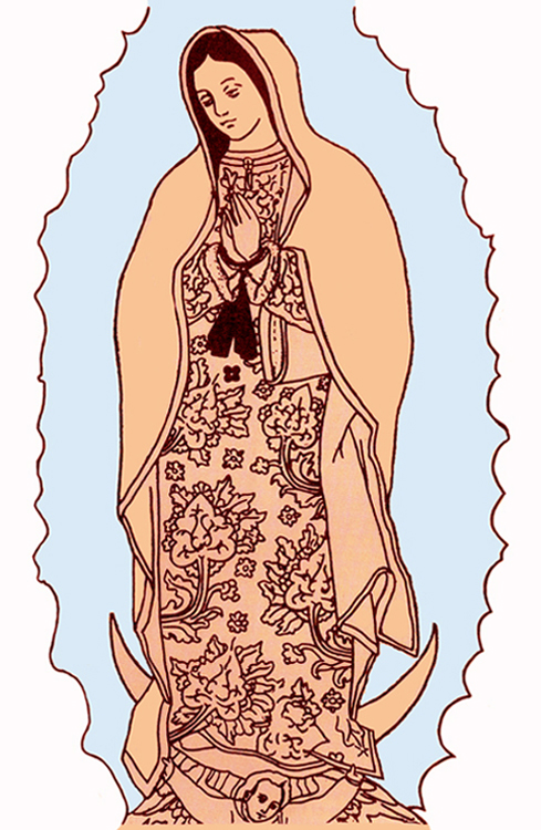 489x750 our lady of guadalupe, mother of america - Our Lady Of Guadalupe Drawing
