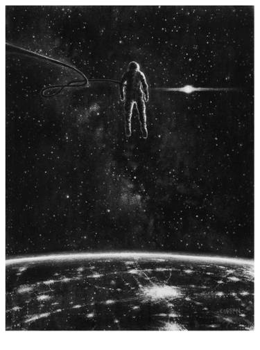 375x505 Spacewalk Drawing - Outer Space Drawing