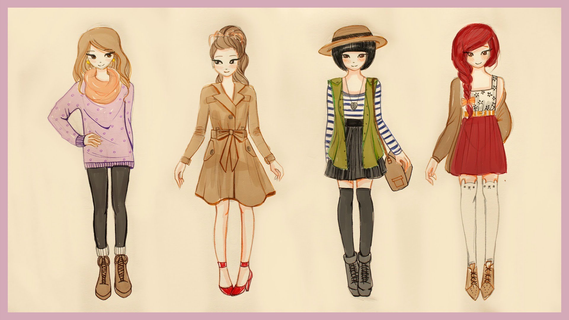 Рисунки одежды для девушек современные