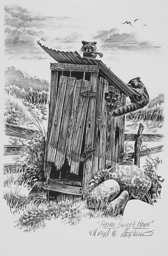 592x900 home sweet home drawing - Outhouse Drawing