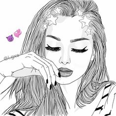 236x236 Cute Girl Outline Girls - Outline Art Drawing
