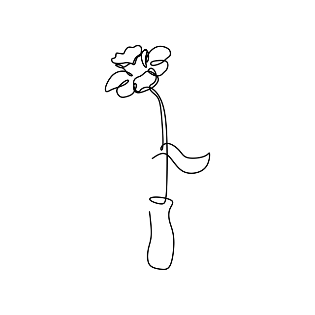 640x640 Continuous Line Art Drawing Of Flower Vector Illustration - Outline Art Drawing