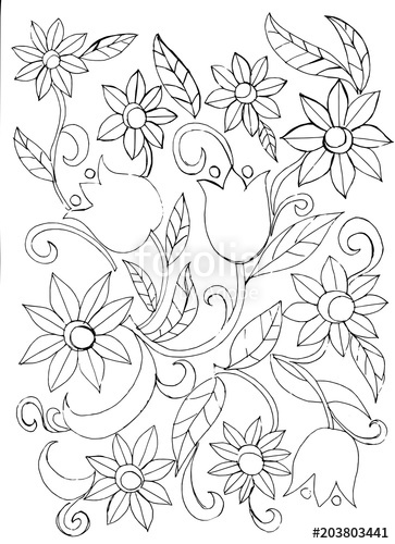363x500 Outline Drawing Of A Flower For Coloring Stock Image And Royalty - Outline Drawing