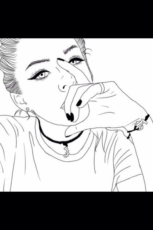 500x750 Outline, Drawing, And Grunge Image Diamond Tumblr Girl Drawing - Outline Drawing