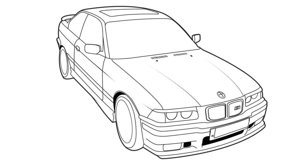 1024x576 Bmw Coupe Outline Drawing - Outline Drawing