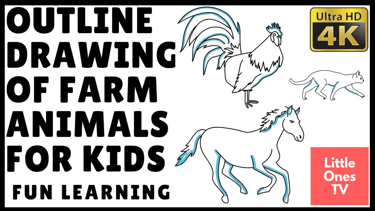 1280x720 Outline Drawing Of Farm Animals For Kids - Outline Drawing For Kids