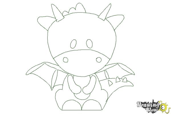 600x400 Simple Dragon Outline - Outline Drawing For Kids