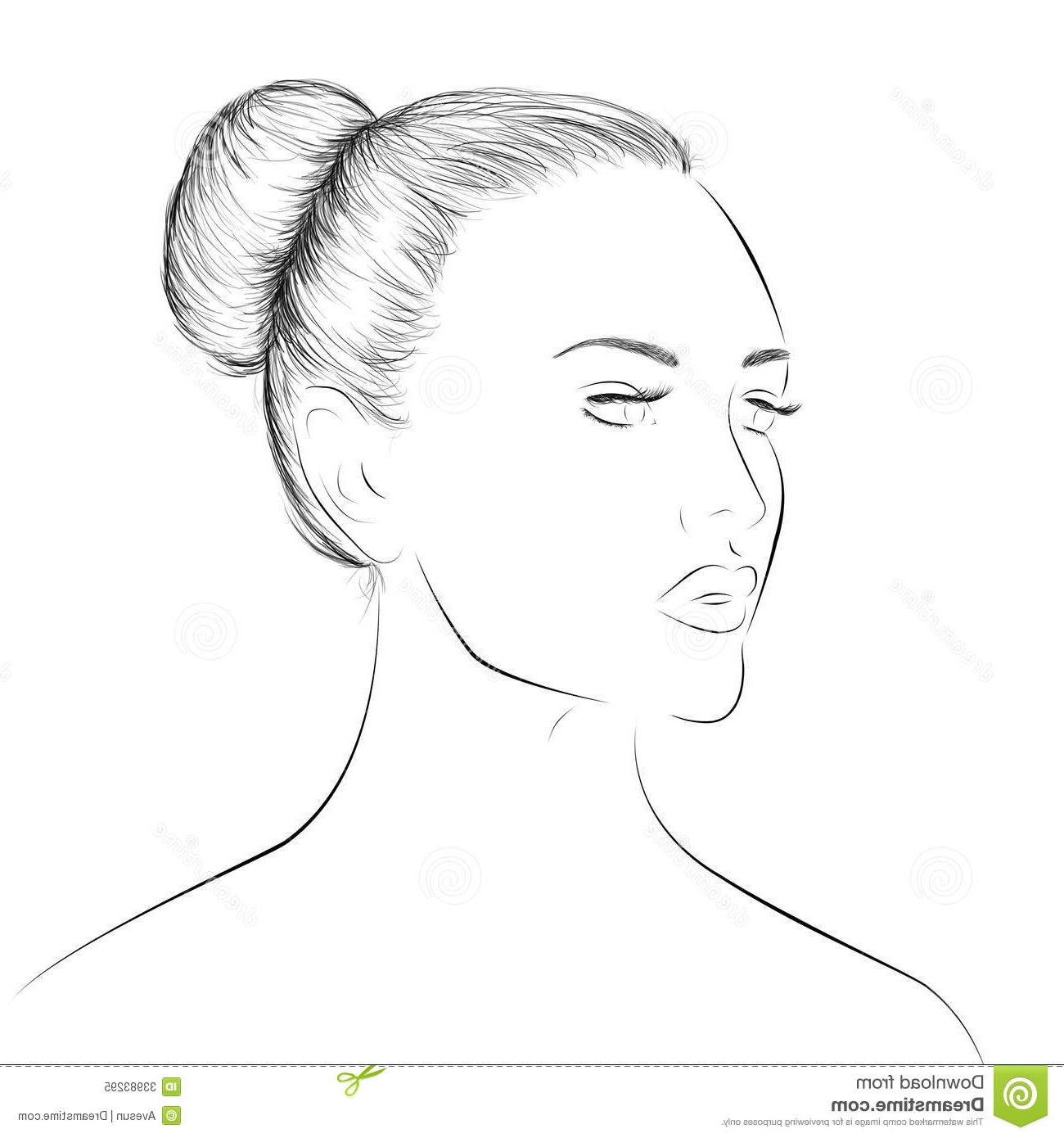 1300x1390 Girl Face Sketch Outline Makeup Template Stock Illustration - Outline Drawing Of A Girl