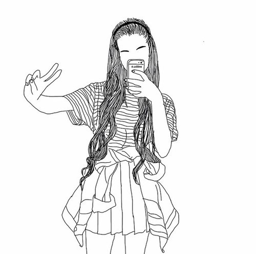 500x495 Huge Collection Of 'girl Drawing Outline' Download More Than - Outline Drawing Of A Girl
