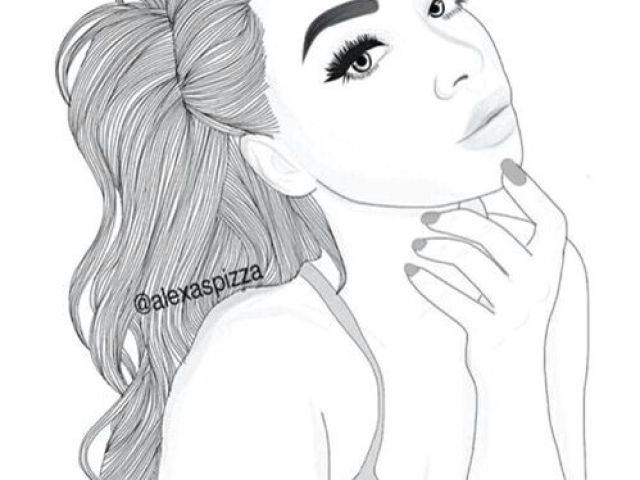 640x480 drawing of a girl with a ponytail girl with high ponytail i want - Outline Drawing Of A Girl