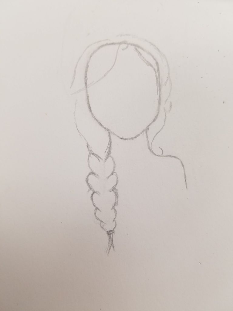 768x1024 Drawing A Braid On A Girl Steps - Outline Drawing Of A Girl